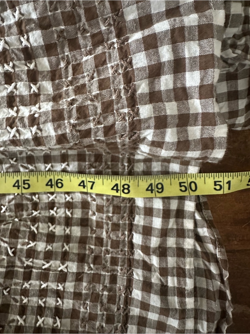 The Great Cross Stitch Dakota Brown Gingham Maxi Dress with Tie Waist size L - Picture 7 of 11